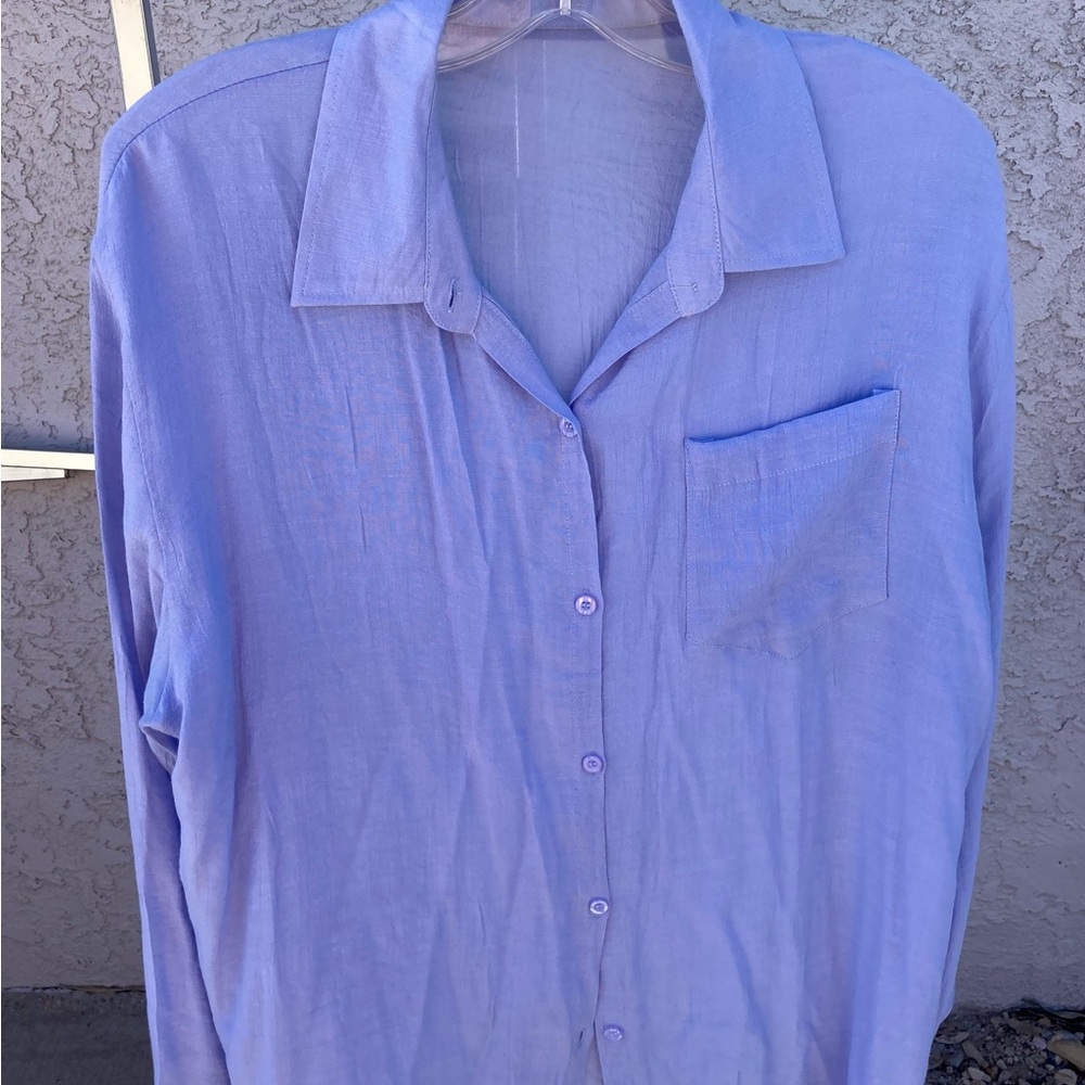 Blue Casual Button Down Shirt with Classic Collar